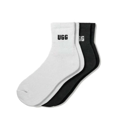 UGG Quinlin Logo Quarter 2 Pack White Black גרבי נשים אגג